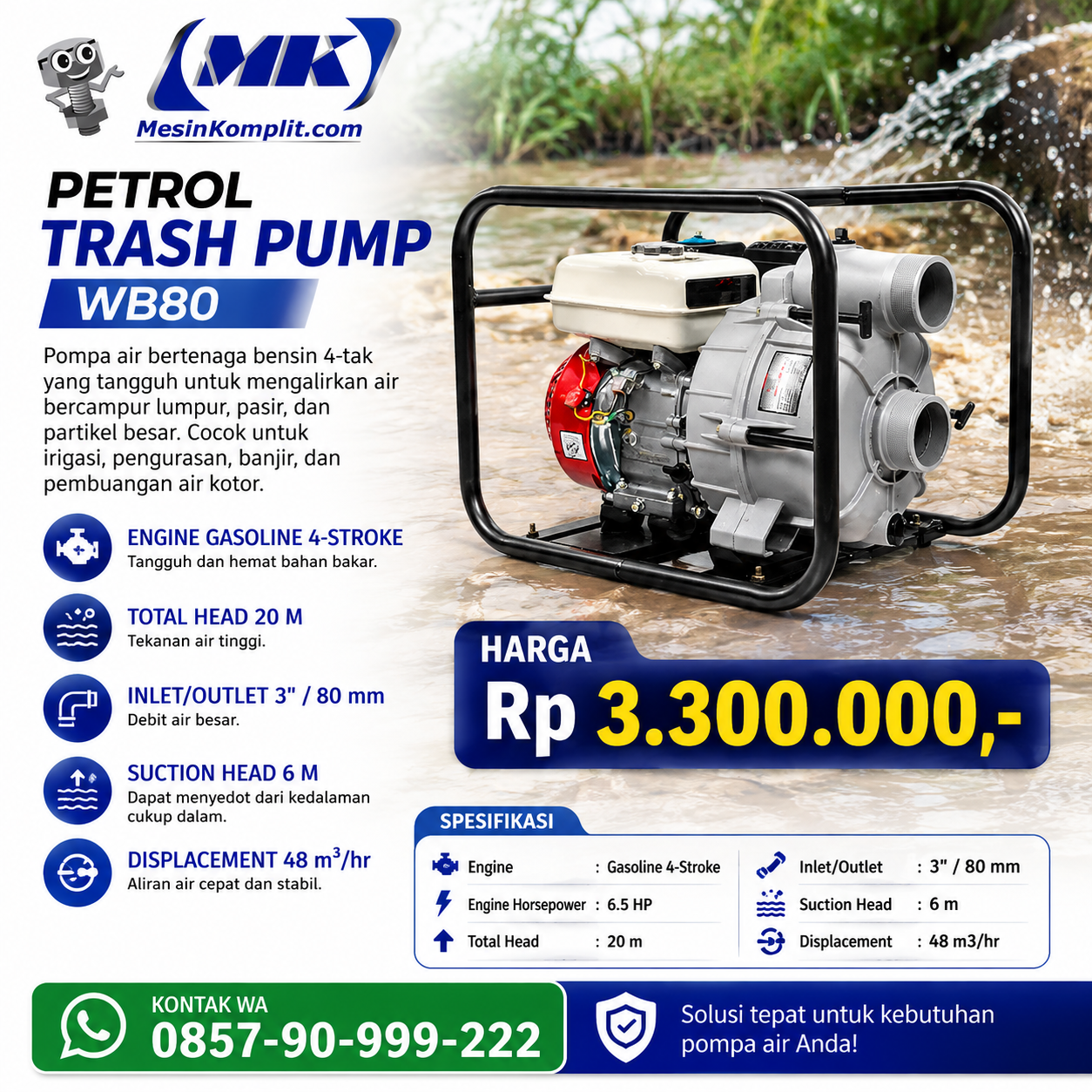 Pompa Lumpur Trash Pump (...